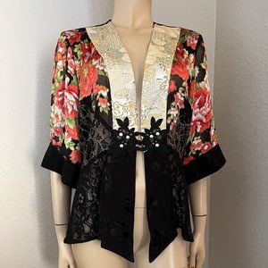 Spencer Alexis Lace Embroidered Kimono Style Jacket Medium